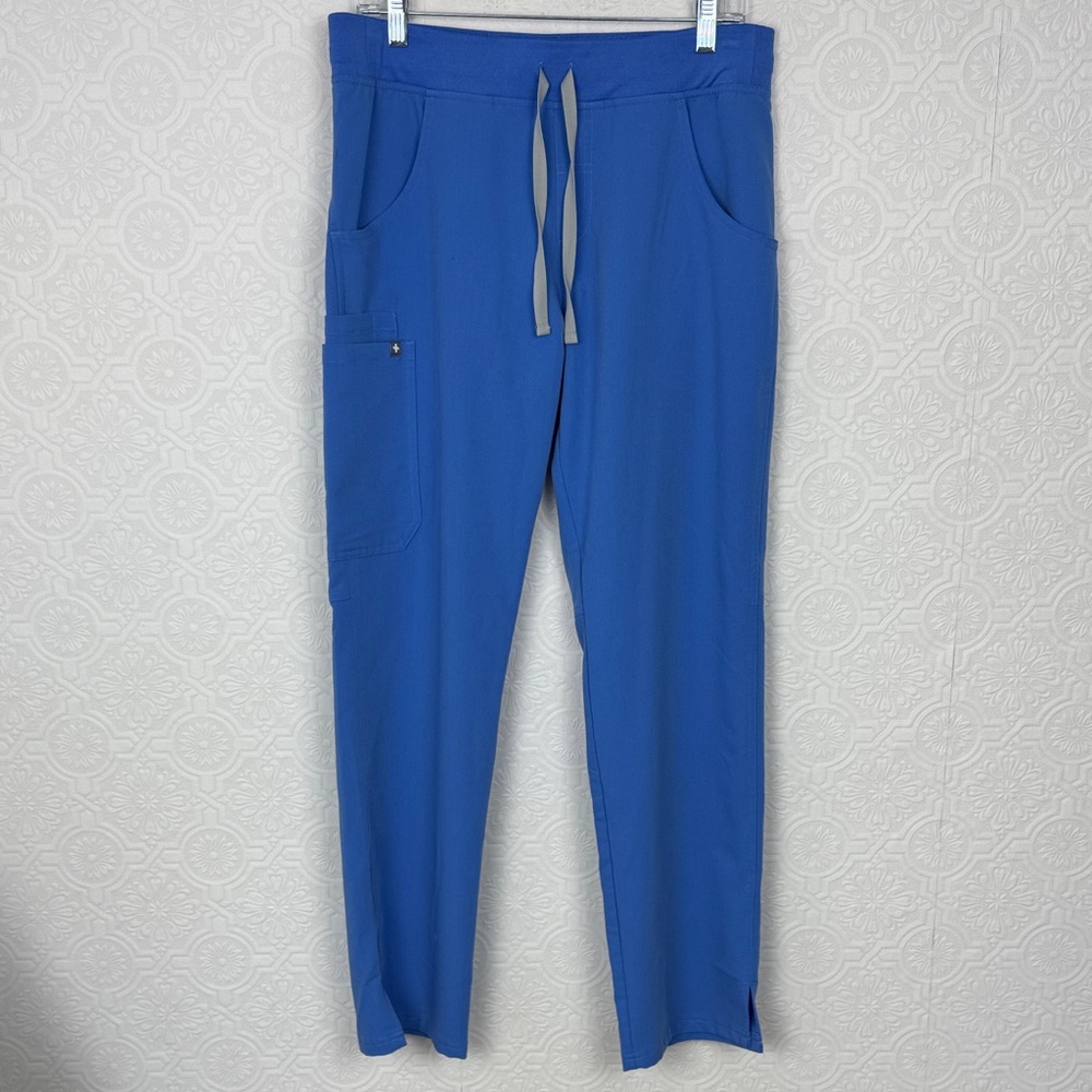 FIGS Blue Scrub Jogger Pants Medium Drawstring Stretch Medical Workwear t21004